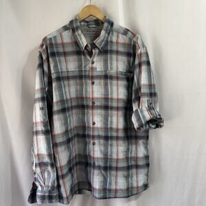 Eddie Bauer Mens XL Vented Plaid Shirt Button Long Sleeve Hiking Outdoor Camping